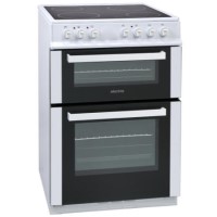 GRADE A2  - ElectriQ 60cm Double Oven Electric Cooker With Ceramic Hob - White