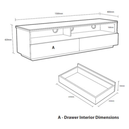 GRADE A2 - Light cosmetic damage - UKCF New York Gloss Black TV Cabinet - Up to 55 Inch