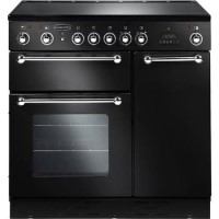 Rangemaster Ceramic 90cm Electric Range Cooker Black & Chrome Porthole Door