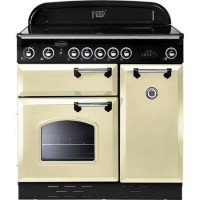 Rangemaster Classic Ceramic 90cm Electric Range Cooker in Cream and Chrome