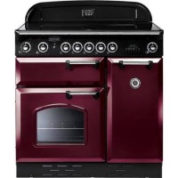 Rangemaster Classic Ceramic 90cm Electric Range Cooker in Cranberry and Chrome