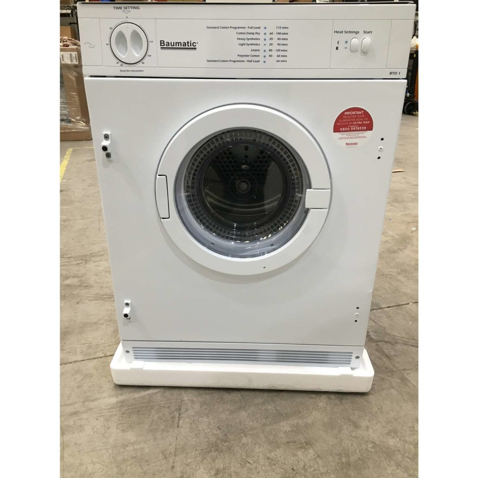 Refurbished Grade A3 Baumatic BTD1 Integrated Vented 6kg Tumble Dryer White 20C20257