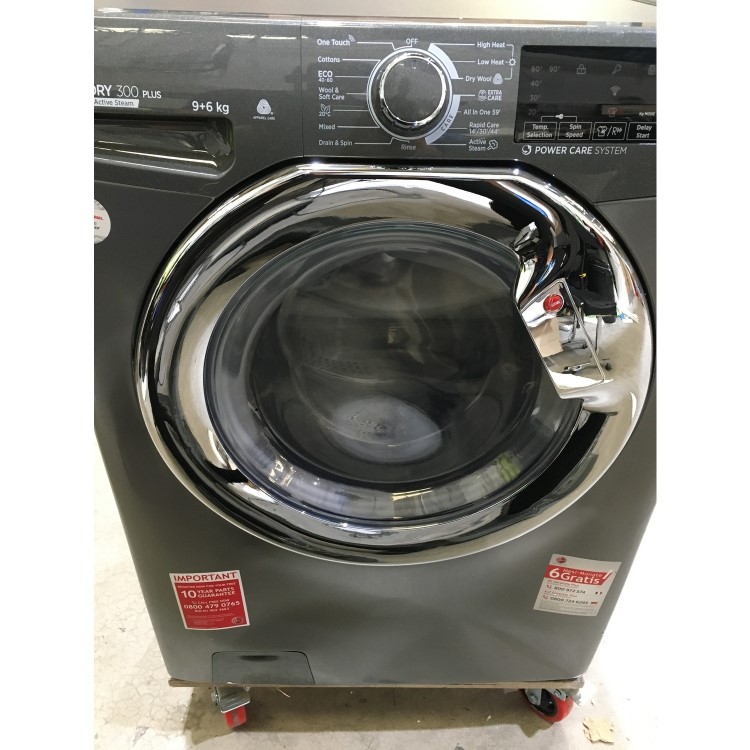 Refurbished Hoover H-Wash 300 H3DS696TAMCGE Smart Freestanding 9/6KG 1600 Spin Washer Dryer Graphite