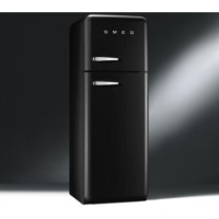 GRADE A2 - Light cosmetic damage - Smeg FAB30RFN Fifties Style Right Hand Hinge Top Mount Freestanding Fridge Freezer - Black