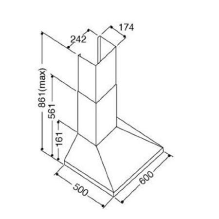GRADE A2 - Light cosmetic damage - Matrix MEH601SS Standard 60cm Chimney Cooker Hood Stainless Steel