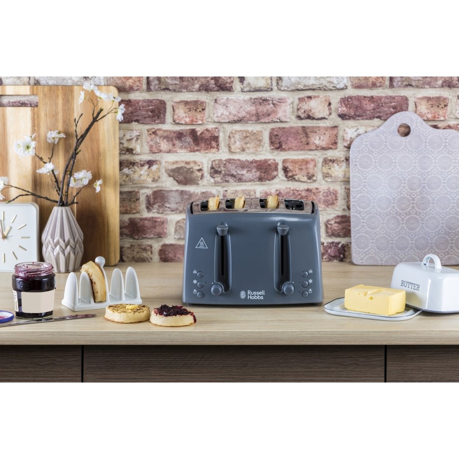 Russell Hobbs 21654 Textures 4 Slice Toaster Grey Appliances Direct