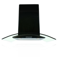 GRADE A1 - As new but box opened - ElectriQ eIQCHCGBB60 60cm Curved Black Glass Chimney Cooker Hood Satin Black