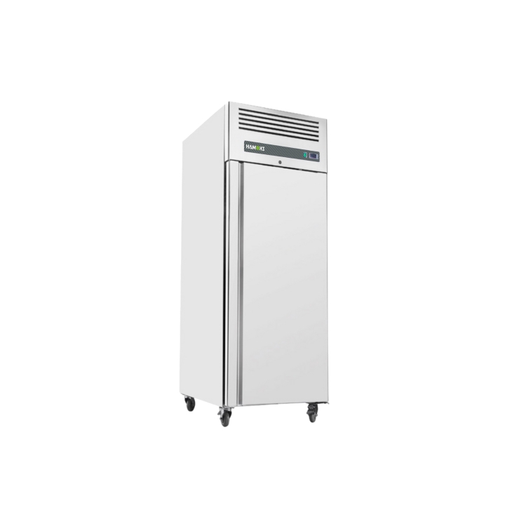 Hamoki GN600BT Single Door Upright Commercial Freezer - Stainless Steel - 415ltr - Fitted Castors