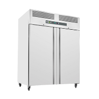Hamoki GN1410TN Double Door Stainless Steel Refrigerator - 1375ltr Gross Capacity - GN2/1 - Fitted Castors