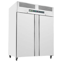 Hamoki GN1410TN Double Door Stainless Steel Refrigerator - 1375ltr Gross Capacity - GN2/1 - Fitted Castors