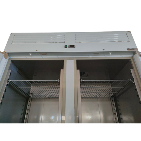 Hamoki GN1410TN Double Door Stainless Steel Refrigerator - 1375ltr Gross Capacity - GN2/1 - Fitted Castors