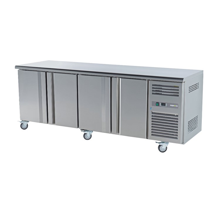 Hamoki GN4100TN Premium 4 Door Refrigerated Counter With Castors 700mm Deep GN Compatible - Ventilated Cooling - 564ltr