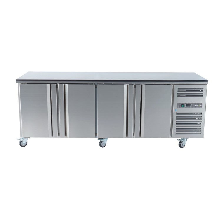 Hamoki GN4100TN Premium 4 Door Refrigerated Counter With Castors 700mm Deep GN Compatible - Ventilated Cooling - 564ltr