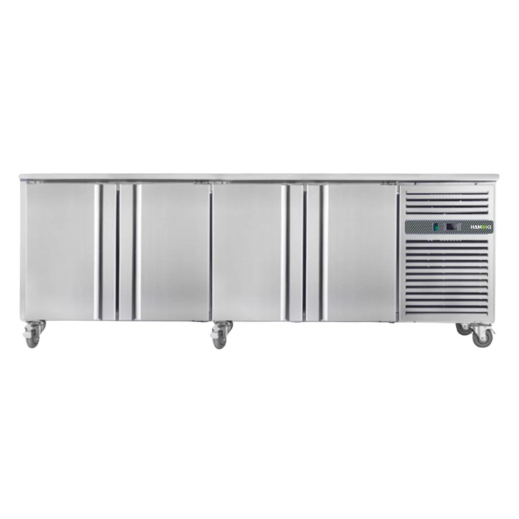 Hamoki GN4100TN Premium 4 Door Refrigerated Counter With Castors 700mm Deep GN Compatible - Ventilated Cooling - 564ltr