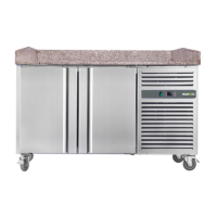 Hamoki PZ2600 - 2 Door Refrigerated Pizza Prep Counter with Granite Worktop and Fitted Castors - 800mm Deep - 380ltr Gross Volume 