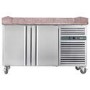 Hamoki PZ2600 - 2 Door Refrigerated Pizza Prep Counter with Granite Worktop and Fitted Castors - 800mm Deep - 380ltr Gross Volume 