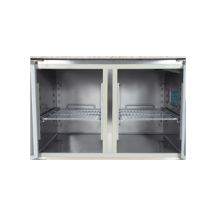 Hamoki PZ2600 - 2 Door Refrigerated Pizza Prep Counter with Granite Worktop and Fitted Castors - 800mm Deep - 380ltr Gross Volume 