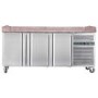 Hamoki PZ3600 - 3 Door Refrigerated Pizza Prep Counter with Granite Worktop and Fitted Castors - 800mm Deep - 485ltr Gross Volume