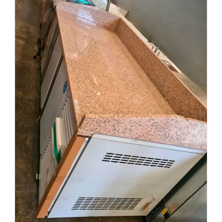 Hamoki PZ3600 - 3 Door Refrigerated Pizza Prep Counter with Granite Worktop and Fitted Castors - 800mm Deep - 485ltr Gross Volume