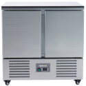 221035 Hamoki S901 2 Door Refrigerated Saladette Prep Counter With Solid Stainless Steel Top 215ltr