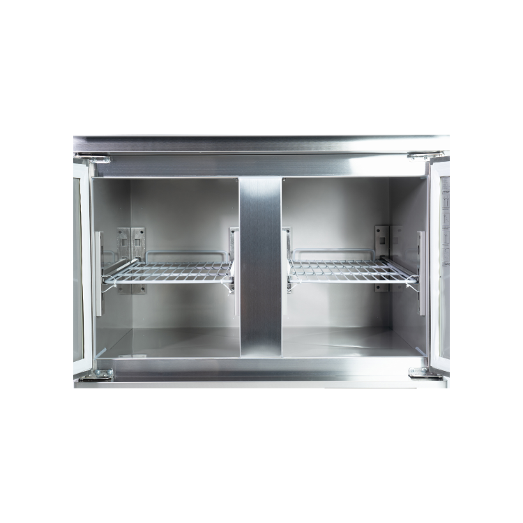 Hamoki PS200 2 Door Refrigerated Pizza Prep -  Saladette Counter - 5 x GN1/6 Gastronorm Well And Lid - Stainless Steel 215ltr