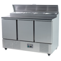 221038 Hamoki PS300 3 Door Refrigerated Pizza Prep - Saladette Counter 8 x 1/6 GN 346ltr