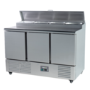 Hamoki PS300 3 Door Refrigerated Salad - Pizza Prep Counter With 8 x GN1/6 Gastronorm Well And Lid 346ltr