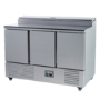 Hamoki PS300 3 Door Refrigerated Salad - Pizza Prep Counter With 8 x GN1/6 Gastronorm Well And Lid 346ltr