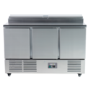 Hamoki PS300 3 Door Refrigerated Salad - Pizza Prep Counter With 8 x GN1/6 Gastronorm Well And Lid 346ltr