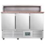 Hamoki PS903 3 Door Refrigerated Pizza Prep - Saladette Counter With 8 x GN1/6 Gastronorm Well and Granite Worktop 346ltr
