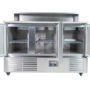 Hamoki PS903 3 Door Refrigerated Pizza Prep - Saladette Counter With 8 x GN1/6 Gastronorm Well and Granite Worktop 346ltr