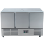 Hamoki S903 3 Door Refrigerated Saladette  Prep Counter 4 x 1/1 GN Top. Lift Up Lid And Polyethylene Cutting Board 346ltr