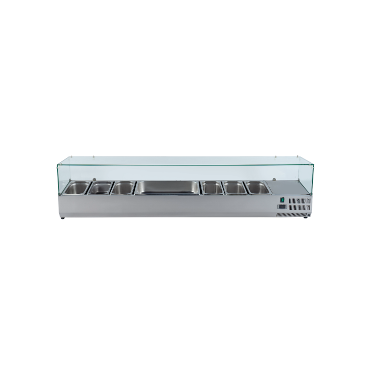 Hamoki VRX1400/330 - 1400mm Wide Refrigerated Topping Unit With Glass Surround - 6 x 1/4GN - 37ltr