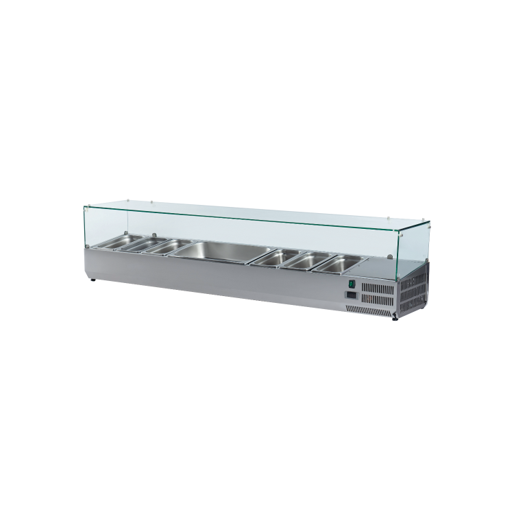 Hamoki VRX1400/330 - 1400mm Wide Refrigerated Topping Unit With Glass Surround - 6 x 1/4GN - 37ltr