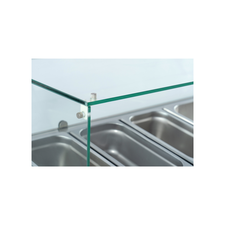 Hamoki VRX1400/330 - 1400mm Wide Refrigerated Topping Unit With Glass Surround - 6 x 1/4GN - 37ltr