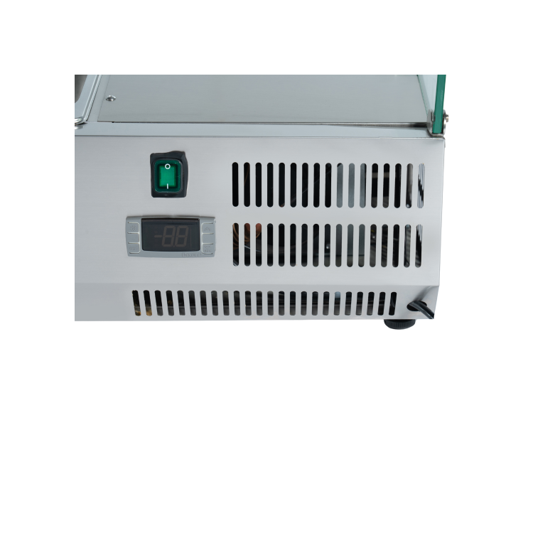 Hamoki VRX1400/330 - 1400mm Wide Refrigerated Topping Unit With Glass Surround - 6 x 1/4GN - 37ltr