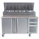 221050 Hamoki SH2000/800M - 2 Door Refrigerated Pizza Prep - Sandwich Counter with Granite Worktop and Gastronorm Well for 4 x 1/3GN and 2 x 1/2GN Pans - Fitted Castors - 800mm Deep - 435ltr
