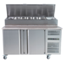 Hamoki SH2000/800M - 2 Door Refrigerated Pizza Prep - Sandwich Counter with Granite Worktop and Gastronorm Well for 4 x 1/3GN and 2 x 1/2GN Pans - Fitted Castors - 800mm Deep - 435ltr