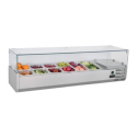 221072 Hamoki VRX1600/330 - 1600mm Wide Refrigerated Topping Unit With Glass Surround - 7 x 1/4GN