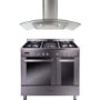 CDA 90cm Dual Fuel Range Cooker With Free Curved Glass Chimney Hood - Stainless Steel