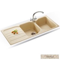 Franke COG621GODP Calypso Double Bowl Granite Sink and Tap Designer Pack - Oatmeal