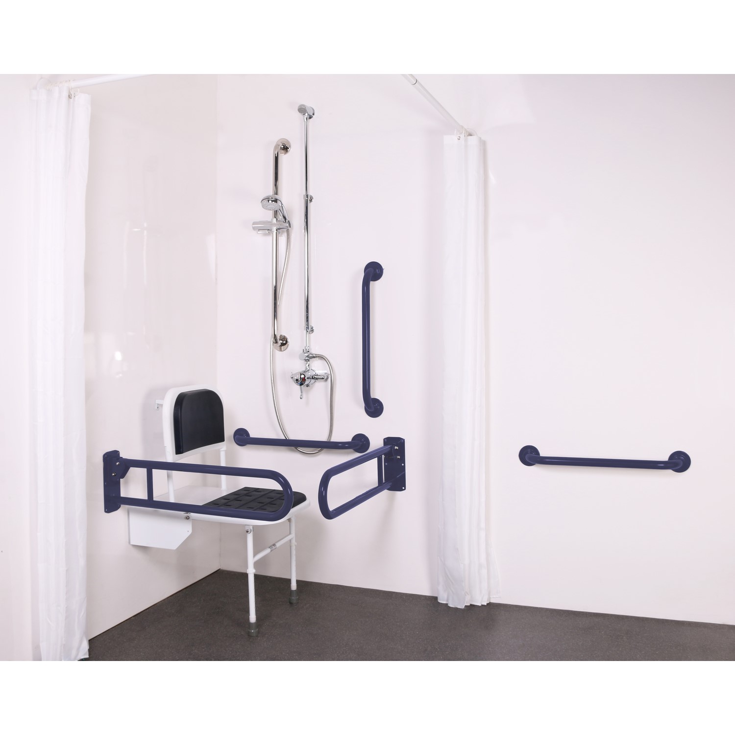 Exposed valve Doc M shower pack stainless steel concealed fixings dark blue