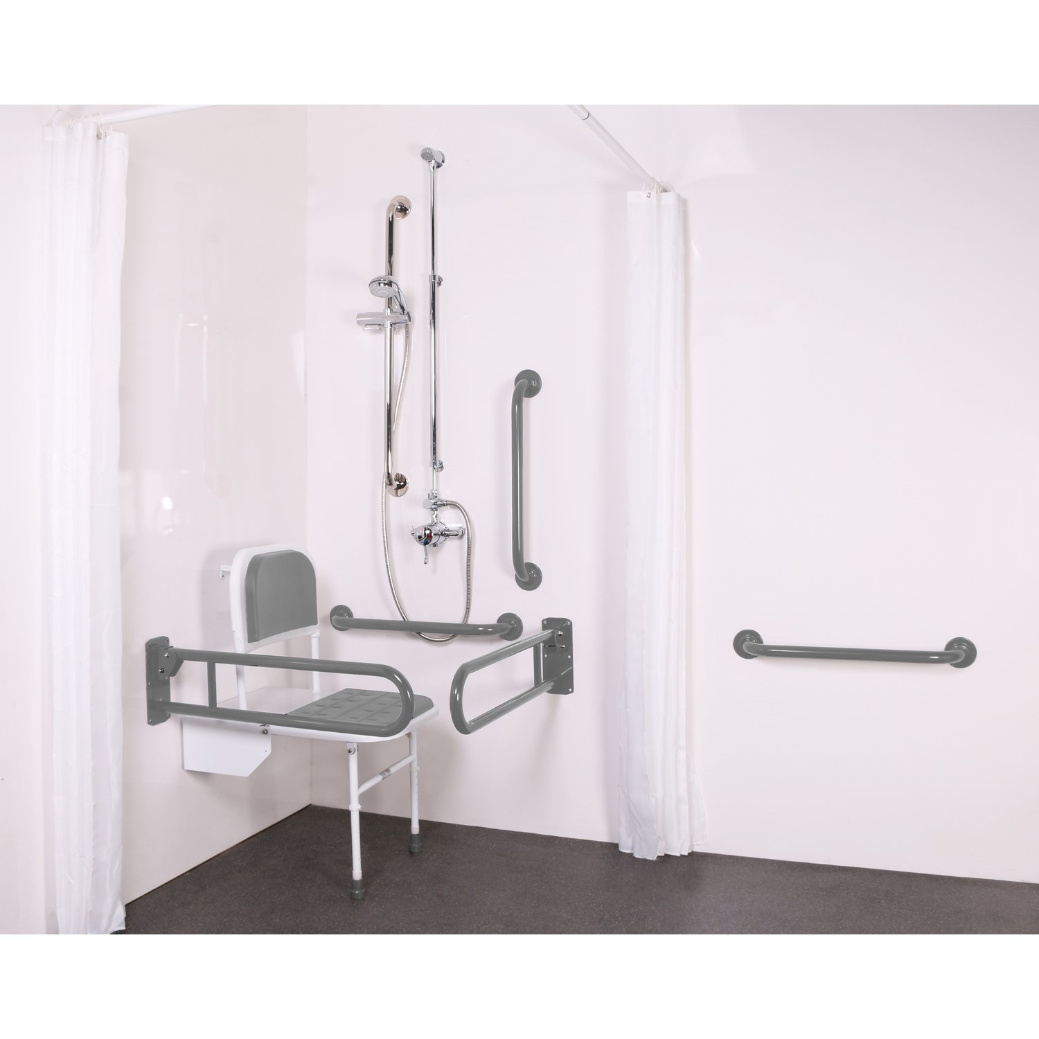 Exposed valve Doc M shower pack stainless steel concealed fixings grey