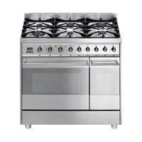 GRADE A2 - Light cosmetic damage - Smeg SY92PX8 Symphony Dual Cavity Pyro 90cm Dual Fuel Range Cooker Stainless Steel