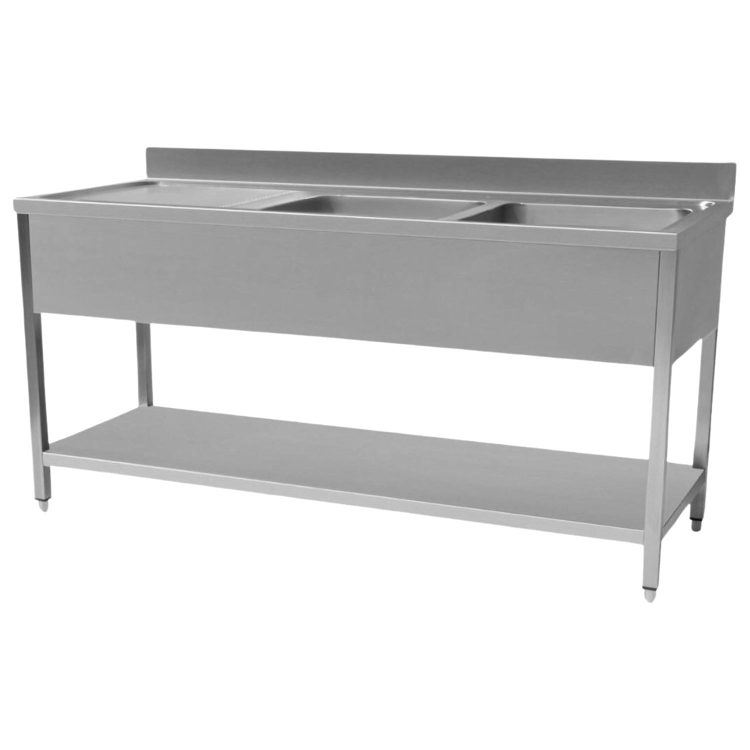 Hamoki STSK-146L Heavy Duty Double Bowl Stainless Steel Sink Left Hand Drainer 1400mm Wide