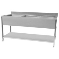 STSK-166R Hamoki 1600mm Wide Double Bowl Stainless Steel Sink With Right Hand Drainer 600mm Deep
