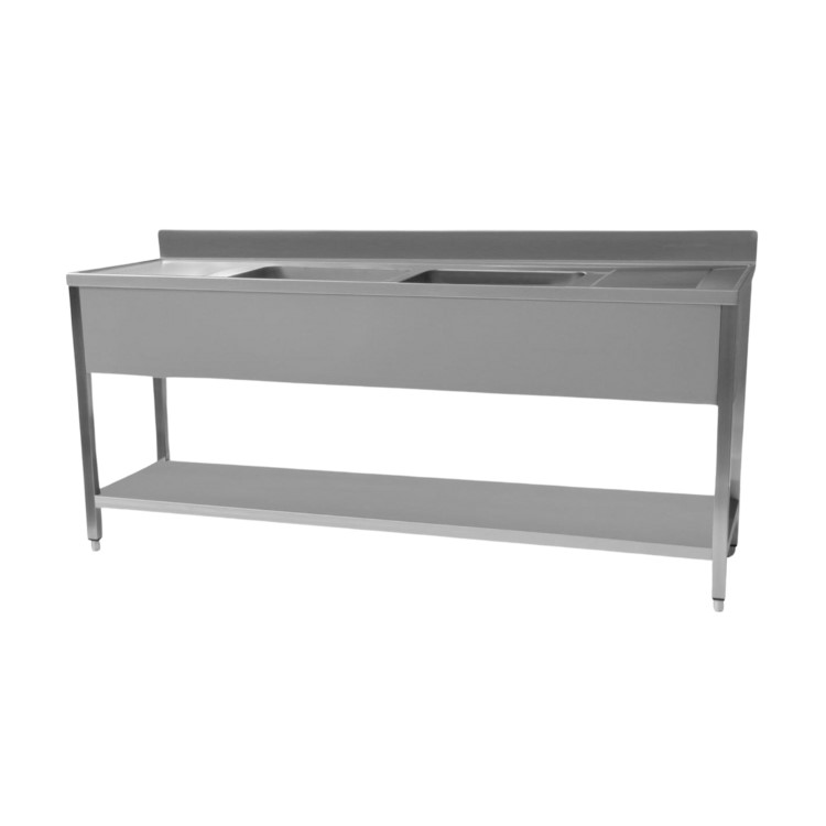 STSK-206 Hamoki 2000mm Wide Double Centre Bowl Stainless Steel Sink Double Drainer 600mm Deep