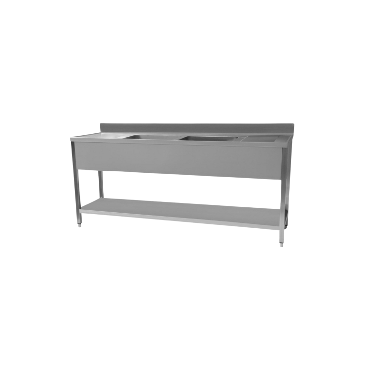 STSK-206 Hamoki 2000mm Wide Double Centre Bowl Stainless Steel Sink Double Drainer 600mm Deep