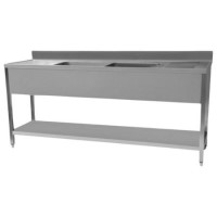 Hamoki STSK-207 2000mm Wide Double Centre Bowl Stainless Steel Sink With Double Drainer 700mm Deep