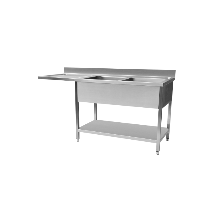 Hamoki Stainless Steel Dishwasher Sink 1600mm Wide x 600mm Deep - Double Bowl Left Hand Drainer STSD-166L